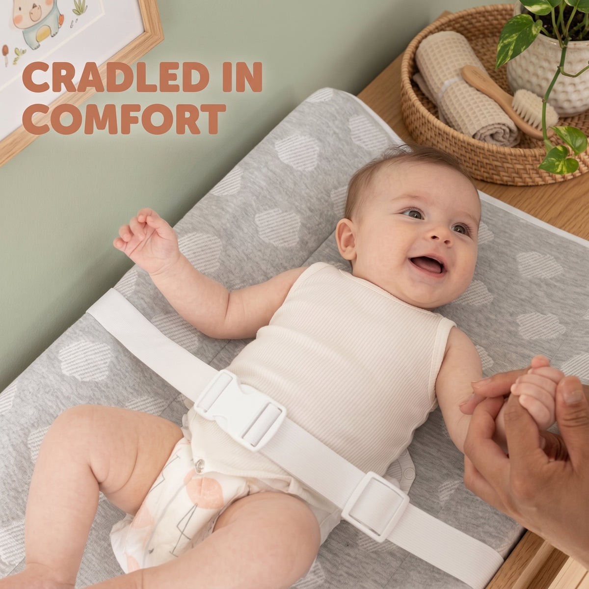 ELSVIN Soft Contoured Changing Pad with Washable Cover – Gray Cloud – detail 4