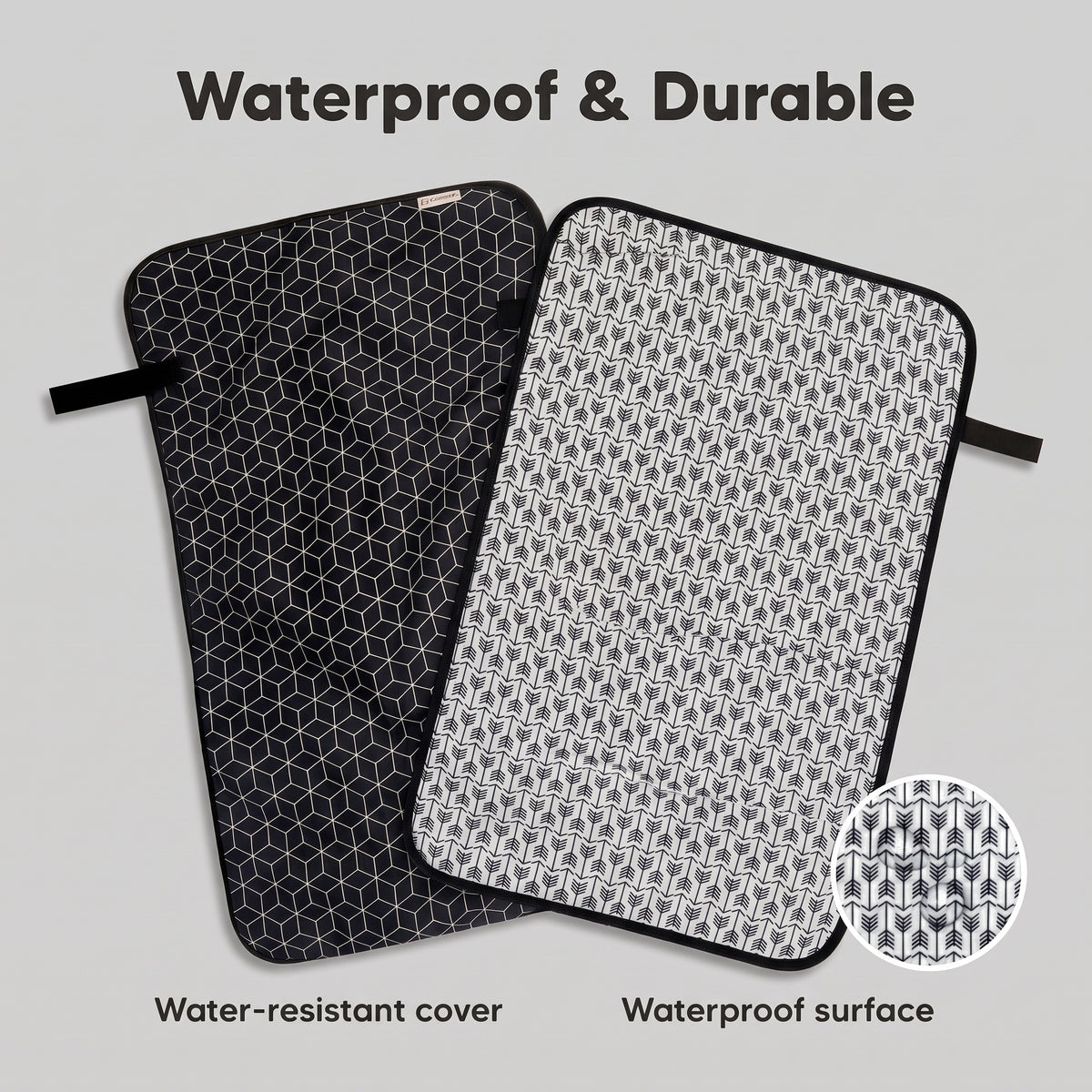 ELSVIN Portable Waterproof Changing Pad – Black Geo – detail 7