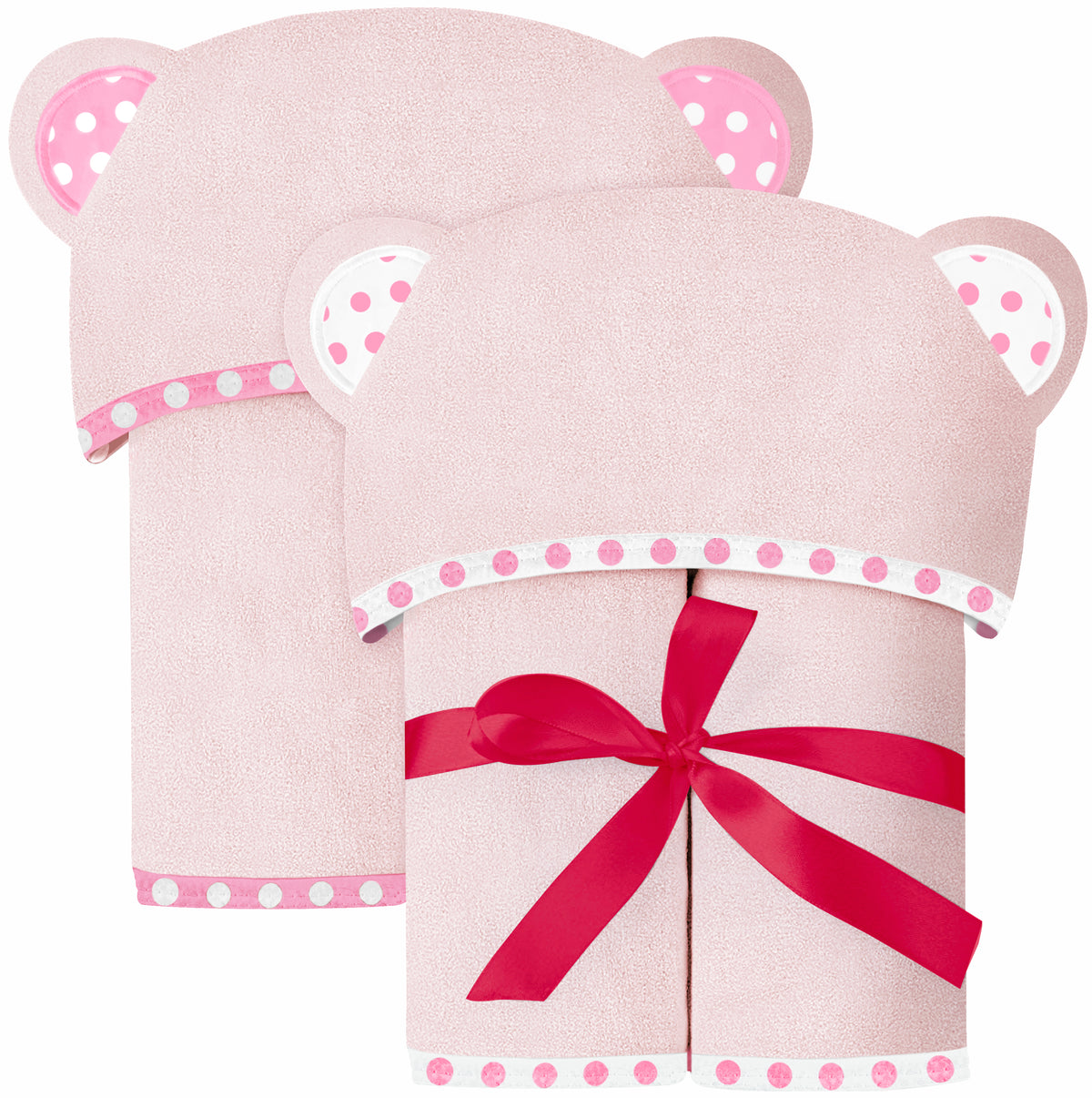 Pink | Pink hooded baby towel set