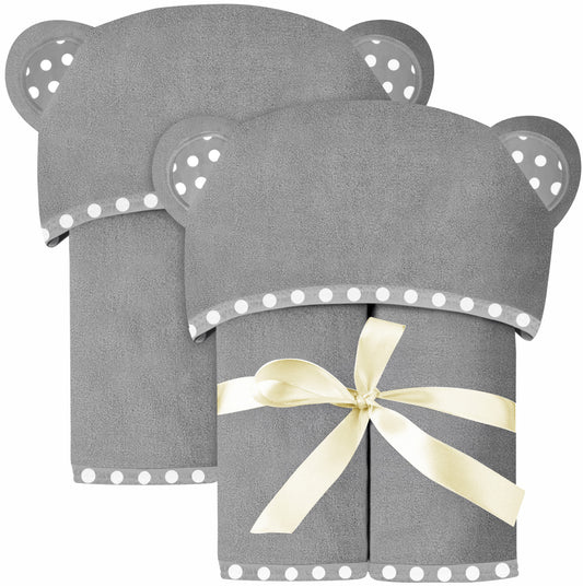 Grey | Grey hooded baby towel set