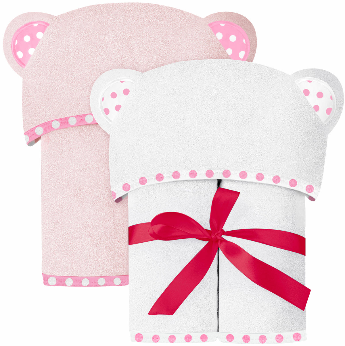 White and Pink | White and pink hooded baby towel set