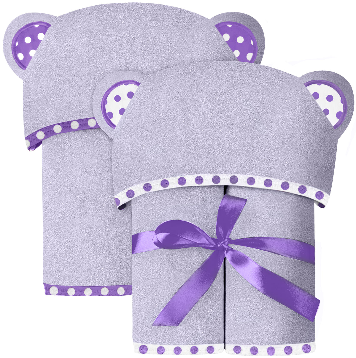 Purple | Purple hooded baby towel set