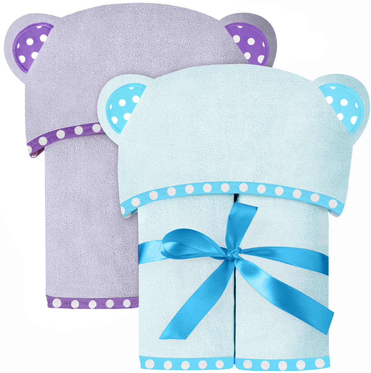 Blue and Purple | Blue and purple hooded baby towel set