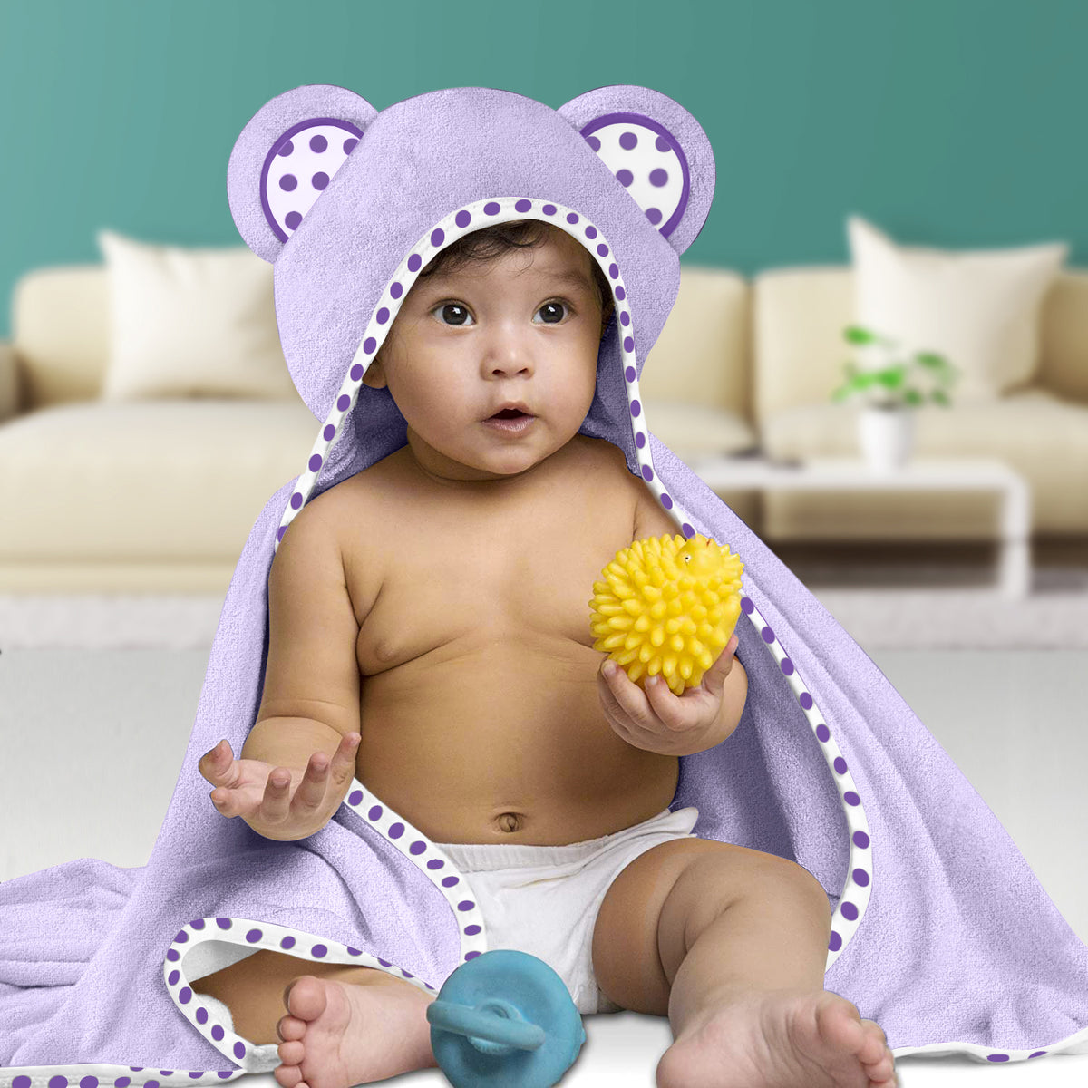 Purple | Purple hooded baby towel set