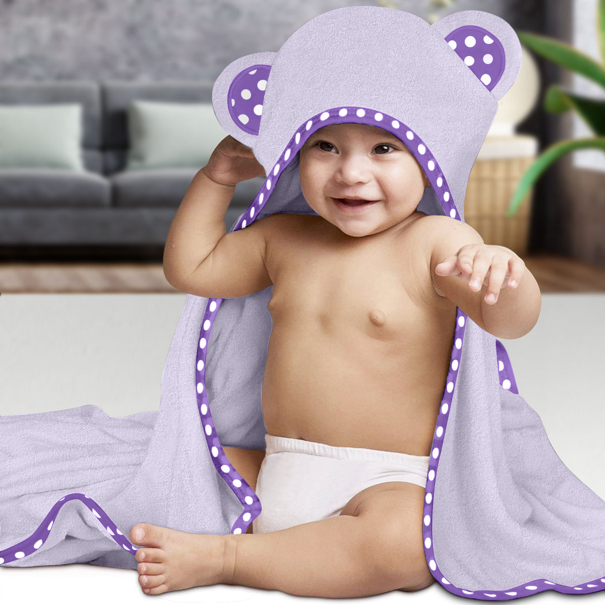 Blue and Purple | Blue and purple hooded baby towel set