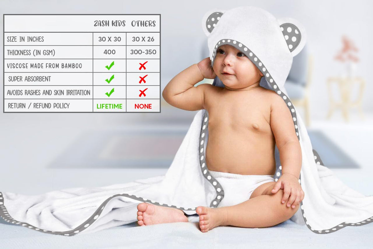 White | White hooded baby towel set