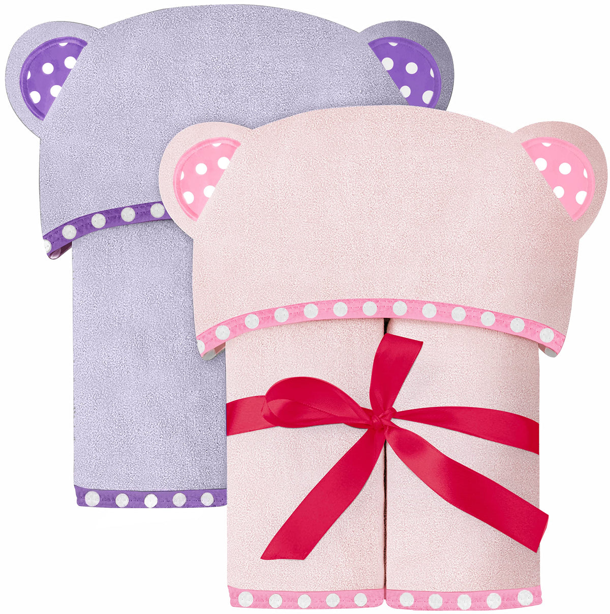 Purple and Pink | Purple and pink hooded baby towel set