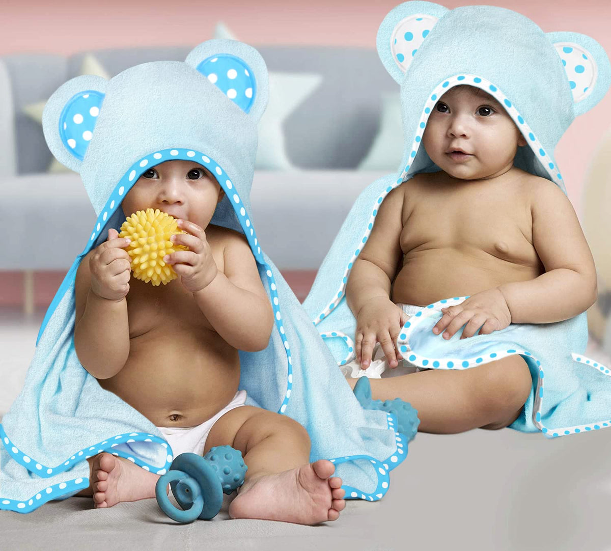 Blue | Blue hooded baby towel set