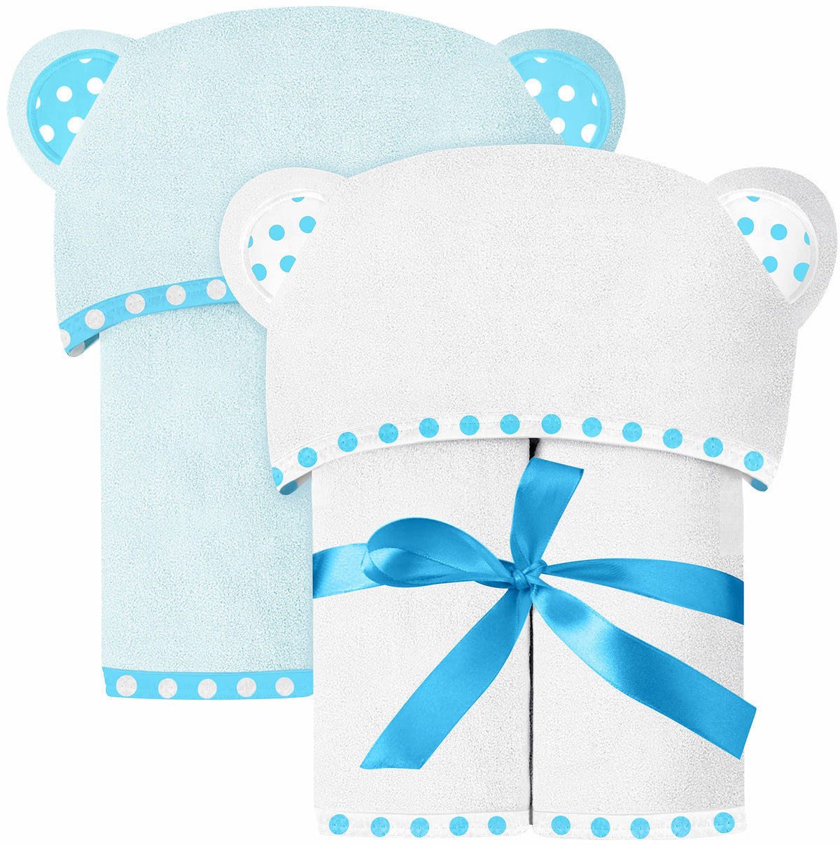 White and Blue | White and blue hooded baby towel set