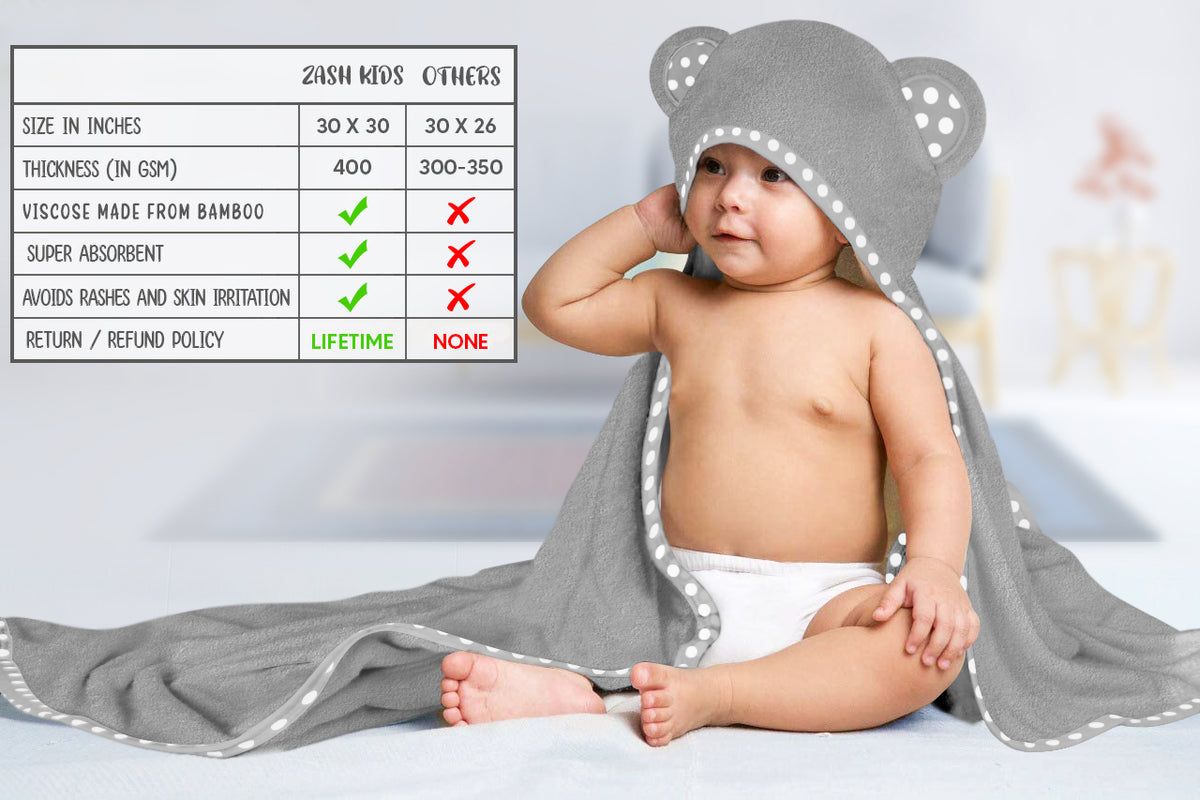 Grey | Grey hooded baby towel set