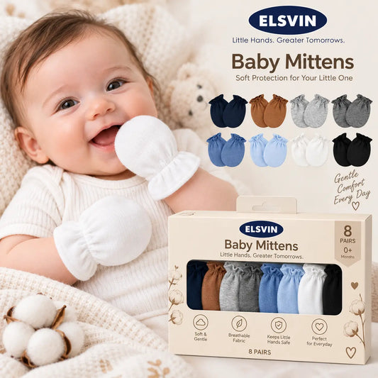 Pairs Baby Mittens Newborn No Scratch, Cotton Infant Gloves 0-6 Months Soft & Breathable, with Elastic Wrist, Skin-friendly, 100% Cotton, Baby Girl Boy Must Haves Essentials