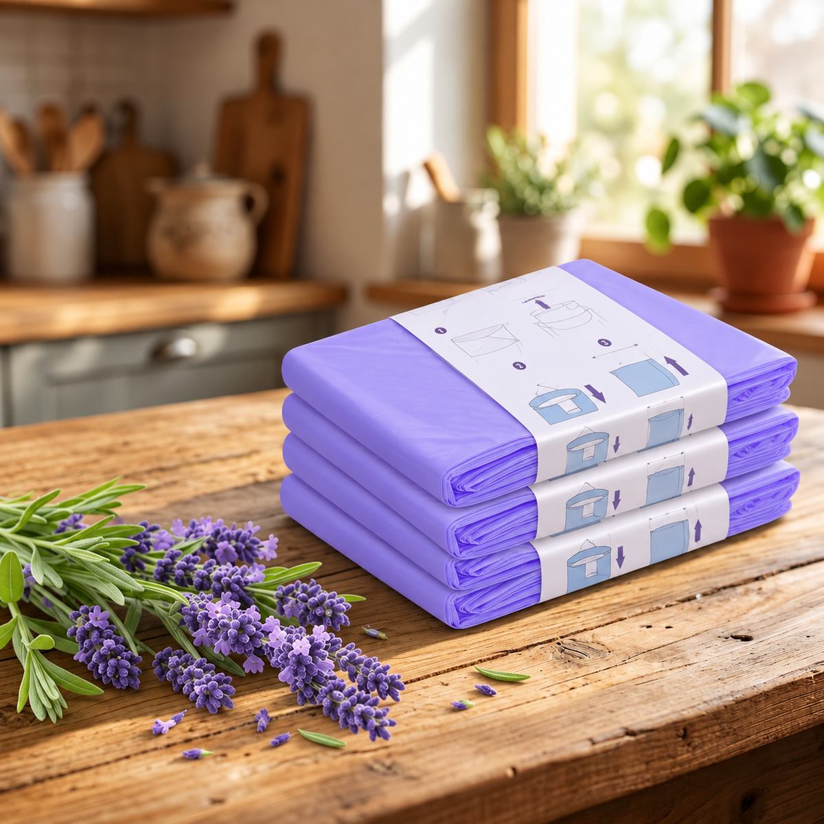 ELSVIN Lavender-Scented Diaper Pail Liners – 4-Pack