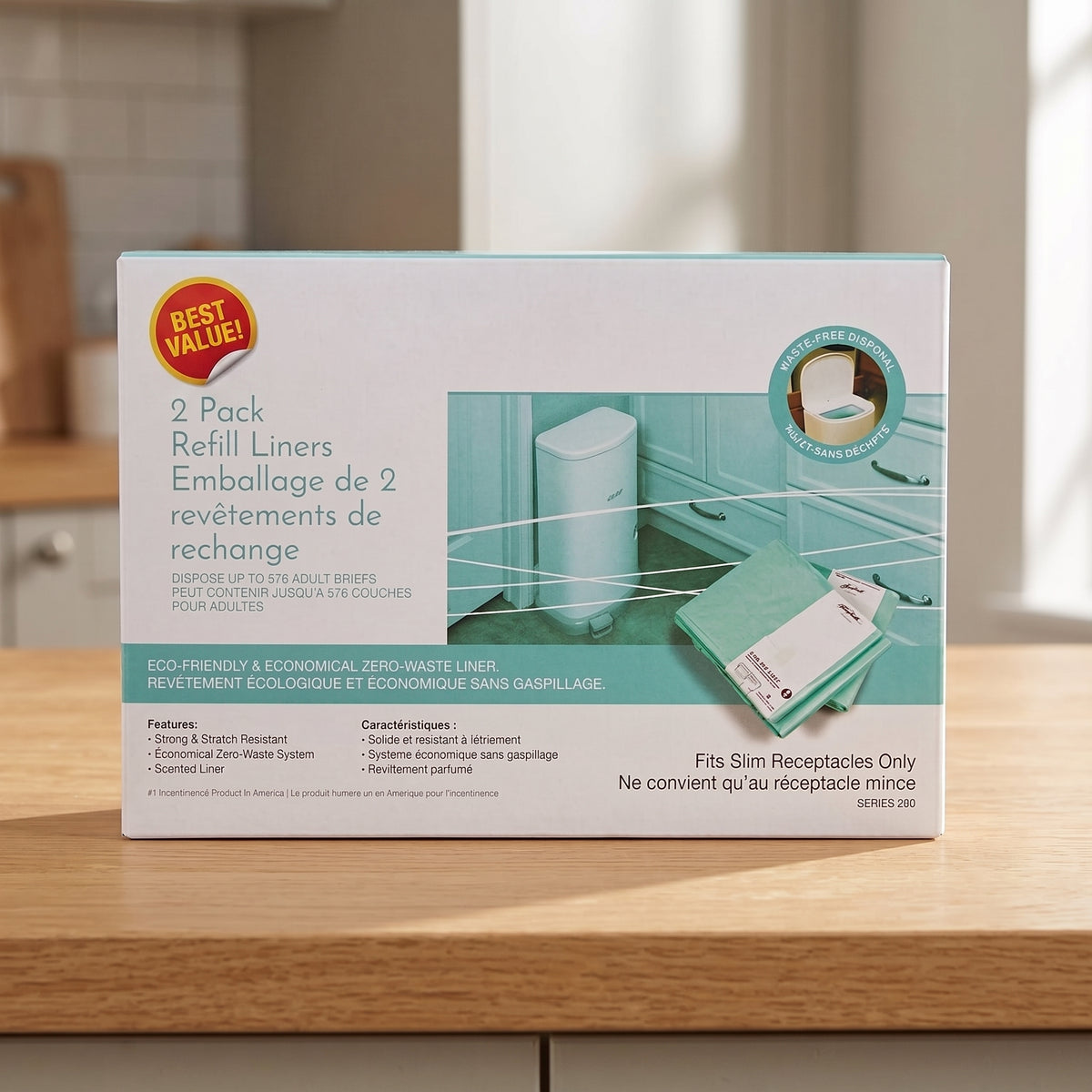 ELSVIN Slim Continuous Diaper Pail Liners – 2-Pack