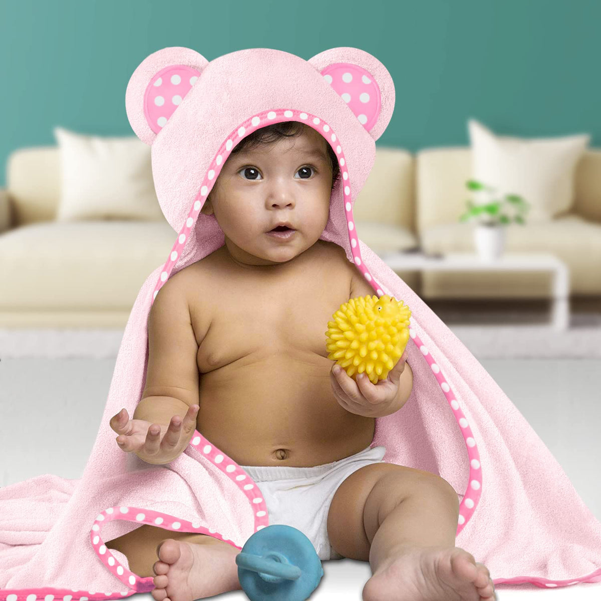 Purple and Pink | Purple and pink hooded baby towel set