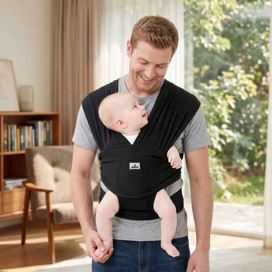 ELSVIN Soft Breathable Baby Wrap Carrier – Black