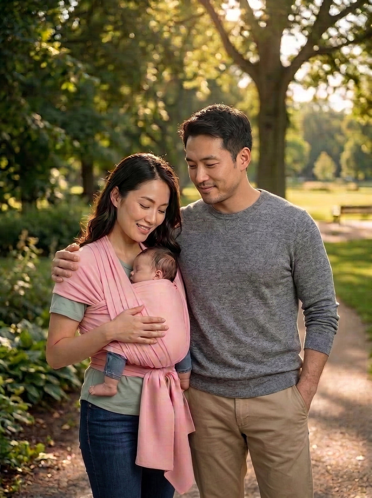 ELSVIN Adjustable Baby Wrap Carrier and Sling – Pink – additional view