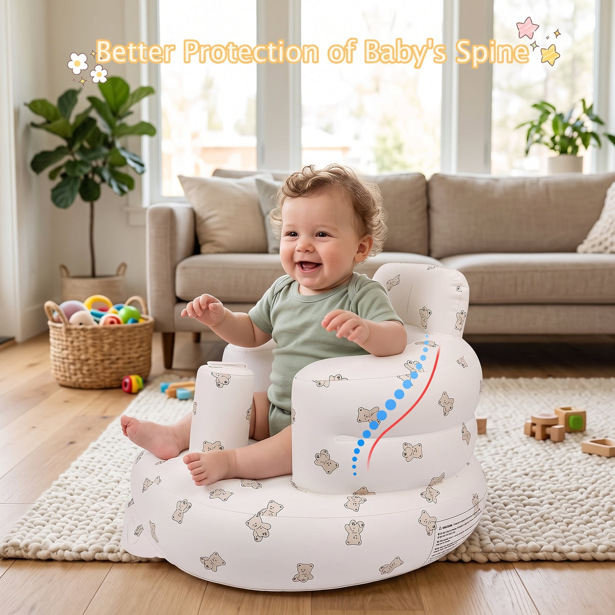 ELSVIN Inflatable Baby Seat with Built-In Air Pump – Bear – detail 2