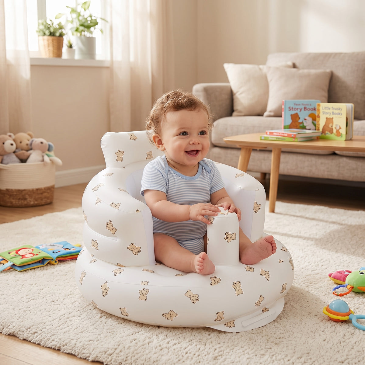 ELSVIN Inflatable Baby Seat with Built-In Air Pump – Bear – main image