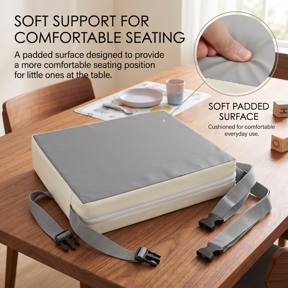 ELSVIN Toddler Booster Cushion with Dual Straps – Grey – detail 5
