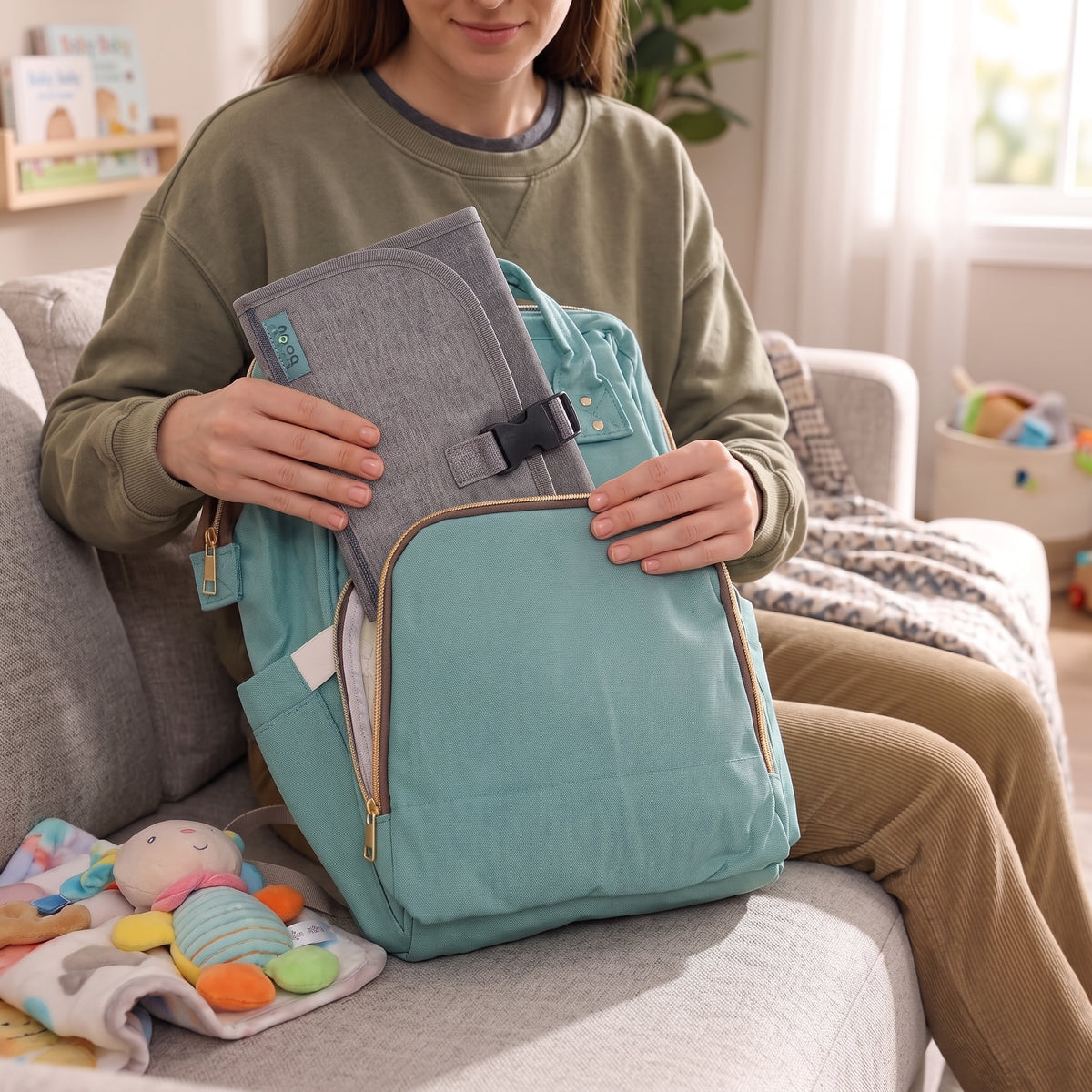 ELSVIN Portable Diaper Changing Pad with Wipes Pocket – Classic Gray – detail 2