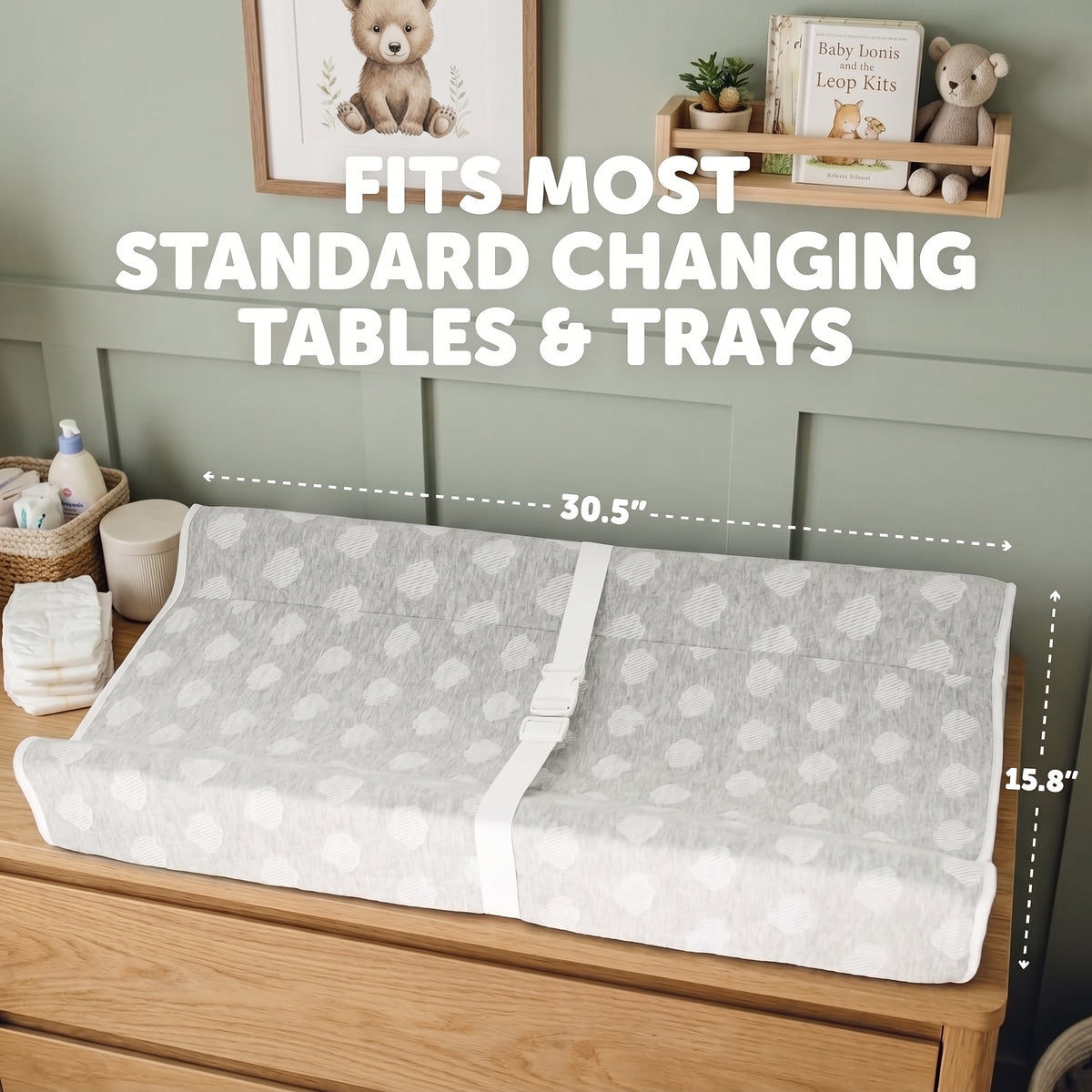 ELSVIN Soft Contoured Changing Pad with Washable Cover – Gray Cloud – detail 3
