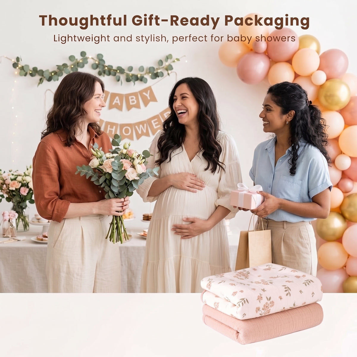 ELSVIN 2-Pack Waterproof Muslin Changing Pads – Pink Blossom – detail 4