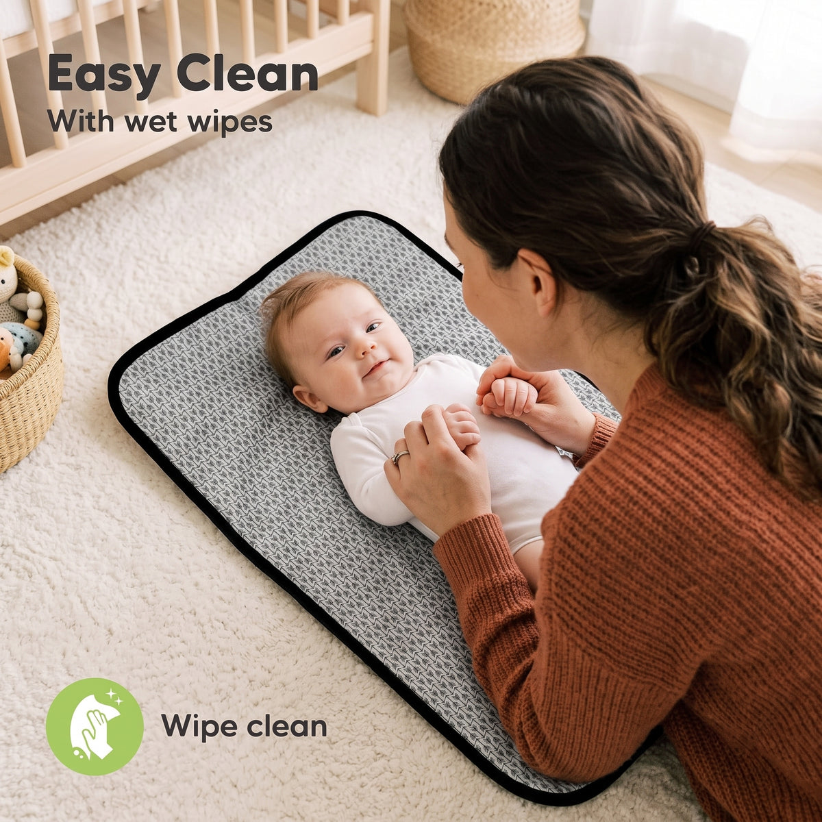 ELSVIN Portable Waterproof Changing Pad – Black Geo – detail 2