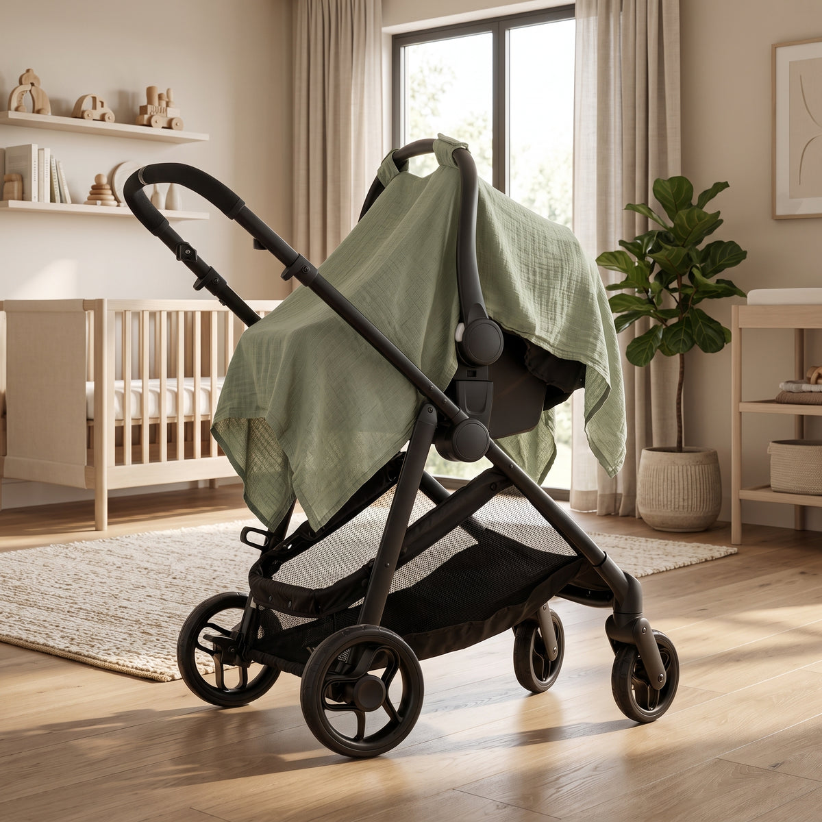 ELSVIN Lightweight Muslin Infant Car Seat Cover – detail 3