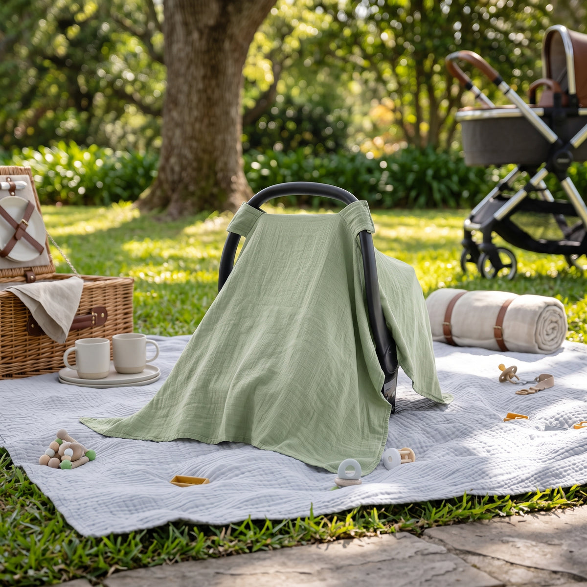 ELSVIN Lightweight Muslin Infant Car Seat Cover – detail 5