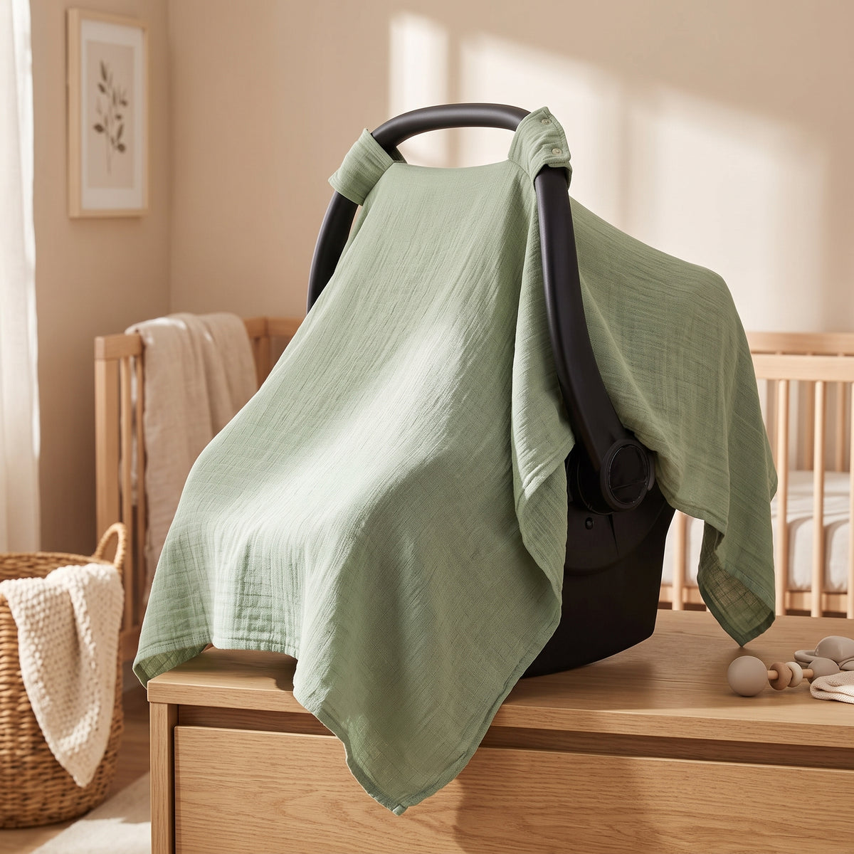 ELSVIN Lightweight Muslin Infant Car Seat Cover – main image