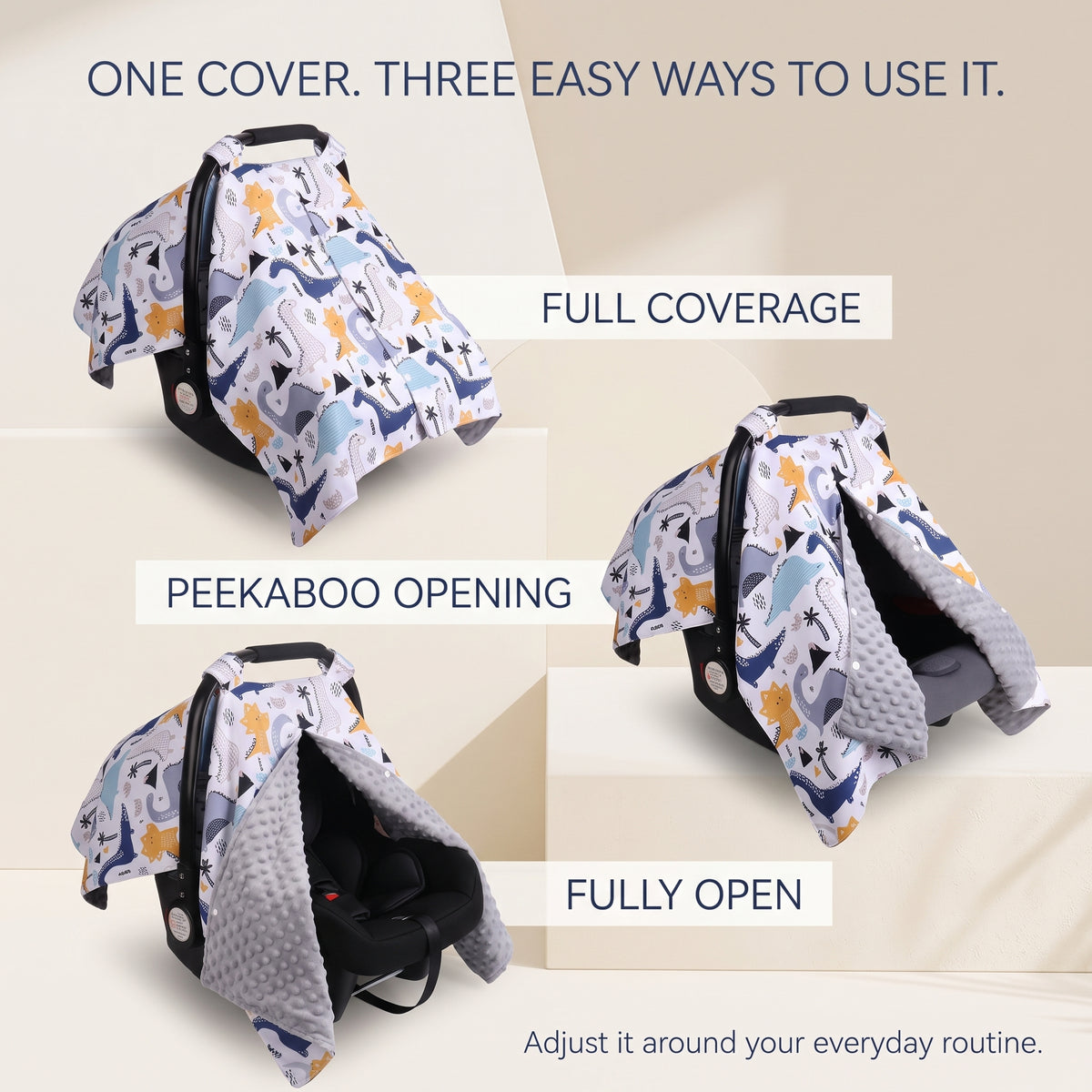 ELSVIN Peekaboo Infant Car Seat Cover – Polyester & Minky – detail 7
