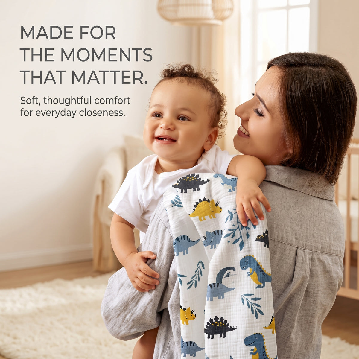 ELSVIN Muslin Swaddle Blankets – 3 Pack, 38 × 40 Inches – detail 1