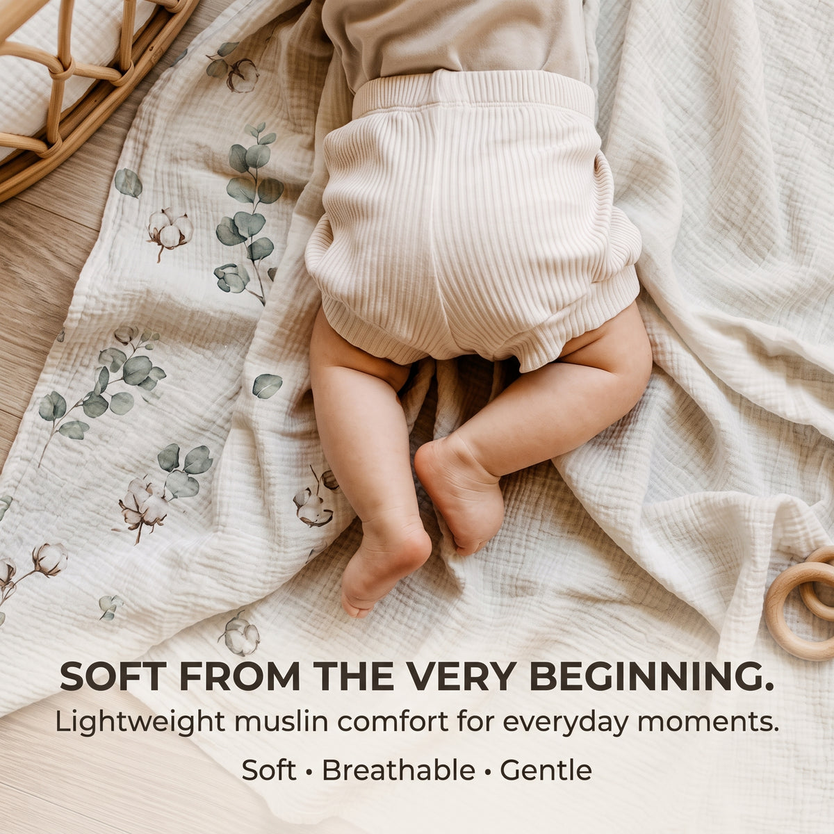 ELSVIN Muslin Swaddle Blankets – 3 Pack, 38 × 40 Inches – detail 3