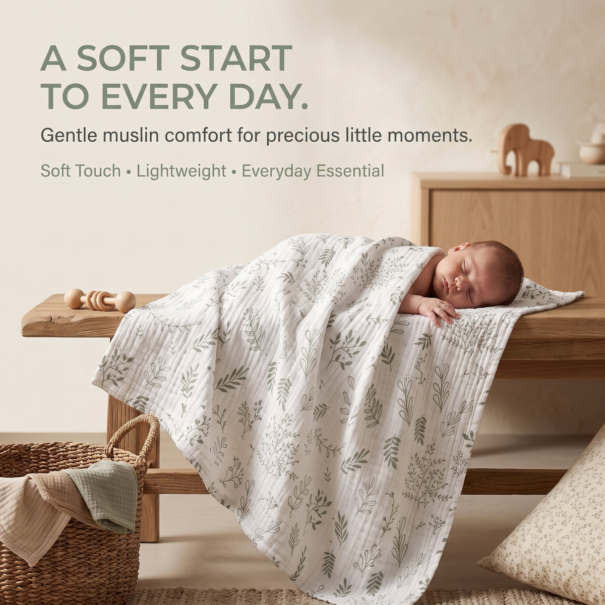 ELSVIN Muslin Swaddle Blankets – 3 Pack, 38 × 40 Inches – detail 5