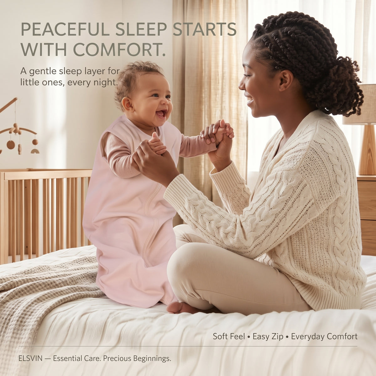ELSVIN Cotton Baby Sleep Sacks – 3 Pack, 0–6 Months, 0.5 TOG – detail 1