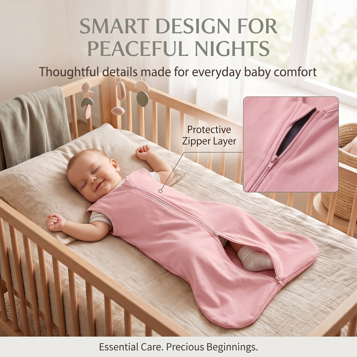 ELSVIN Cotton Baby Sleep Sacks – 3 Pack, 0–6 Months, 0.5 TOG – detail 4