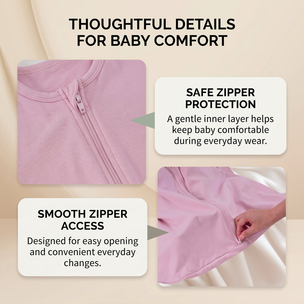 ELSVIN Cotton Baby Sleep Sacks – 3 Pack, 0–6 Months, 0.5 TOG – detail 5