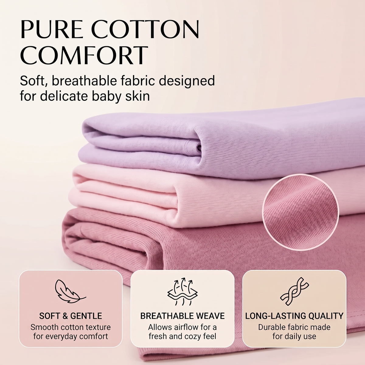 ELSVIN Cotton Baby Sleep Sacks – 3 Pack, 0–6 Months, 0.5 TOG – detail 6